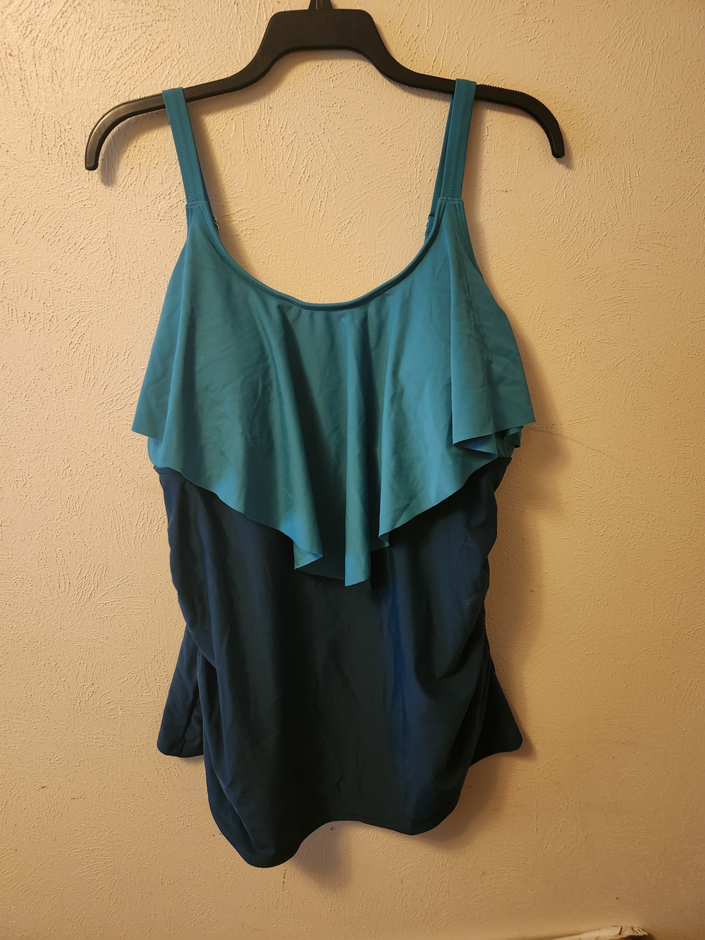 BloomChic Teal & Dark Teal Ruffle Swim Tank Top